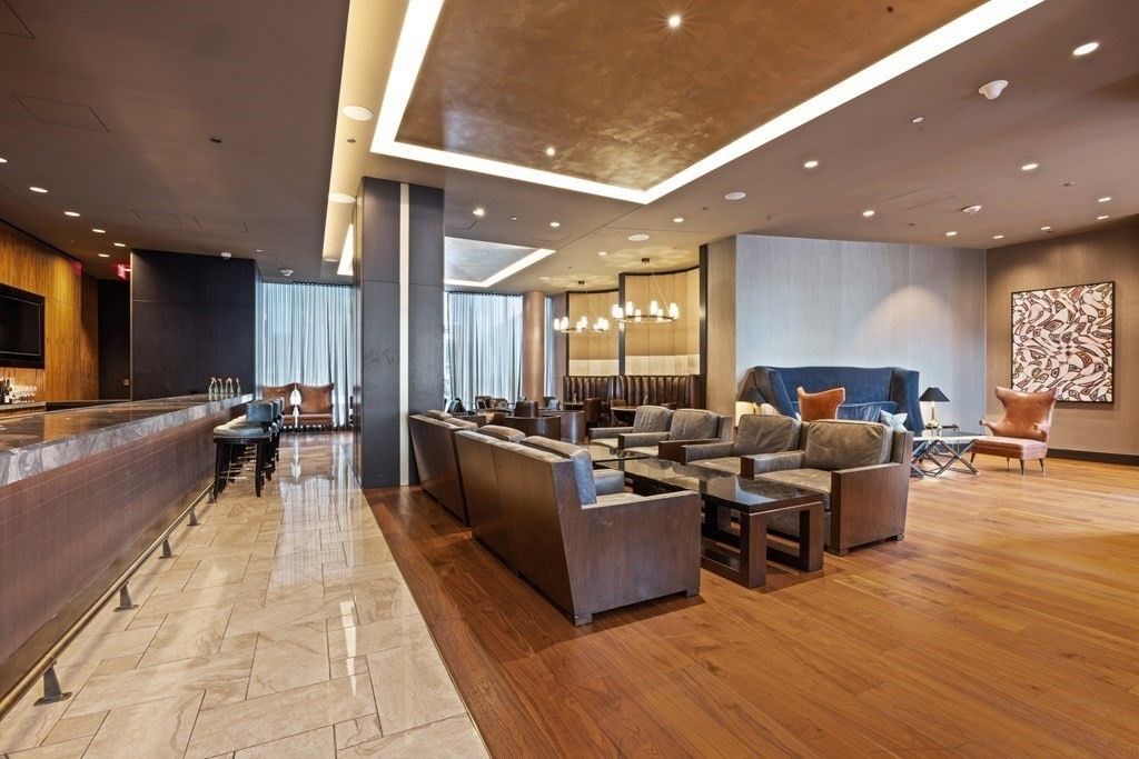 Dining room, Interior, Living room, Pendant Lights, Recessed Lighting, Wood Texture Flooring