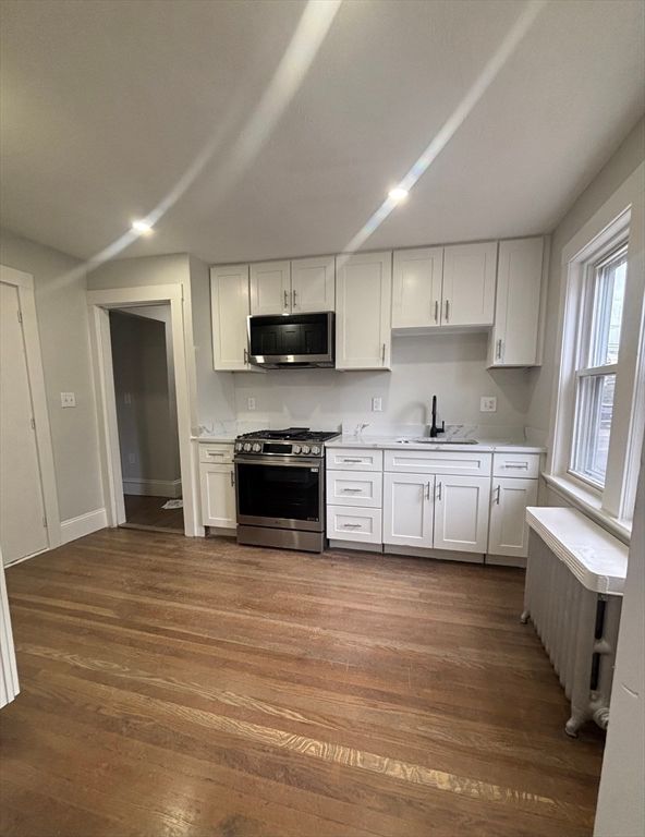 Interior, Kitchen, Stainless Steel Appliances, Wood Texture Flooring