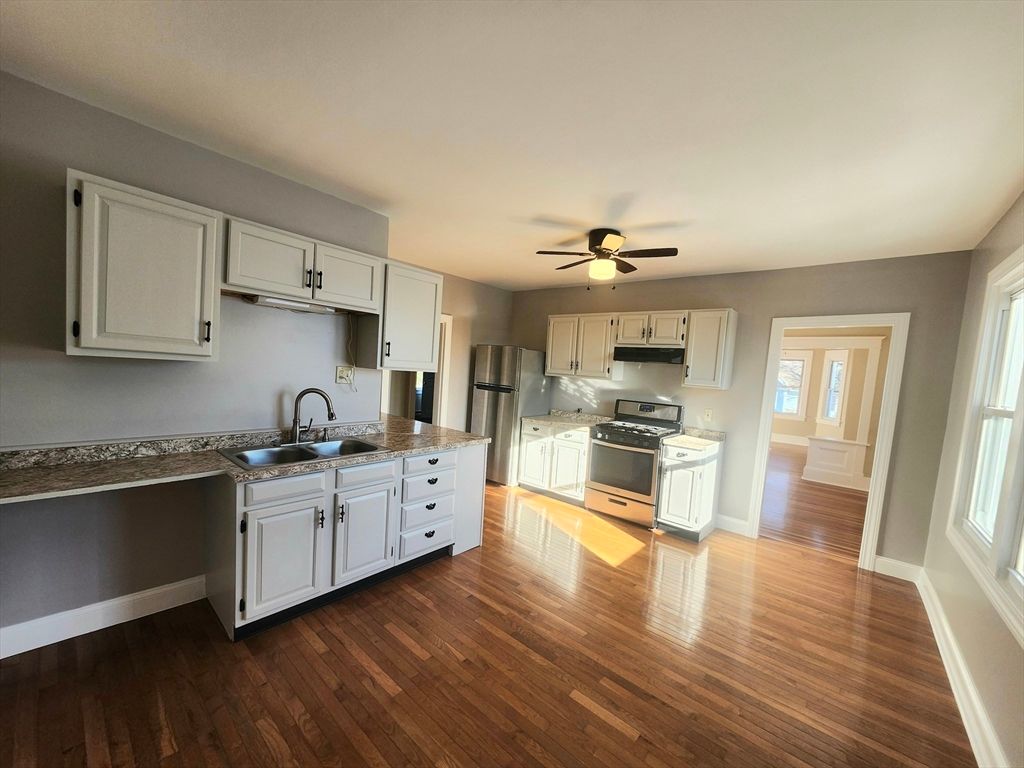 Interior, Kitchen, Stainless Steel Appliances, Wood Texture Flooring