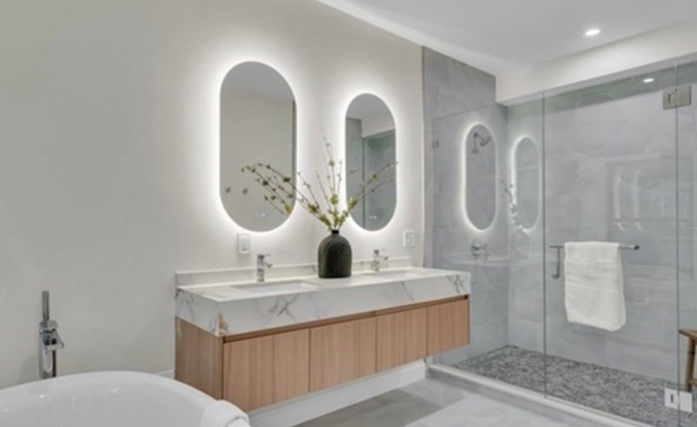 Bathroom, Dual Sink Vanities, Glass Shower, Interior, Recessed Lighting