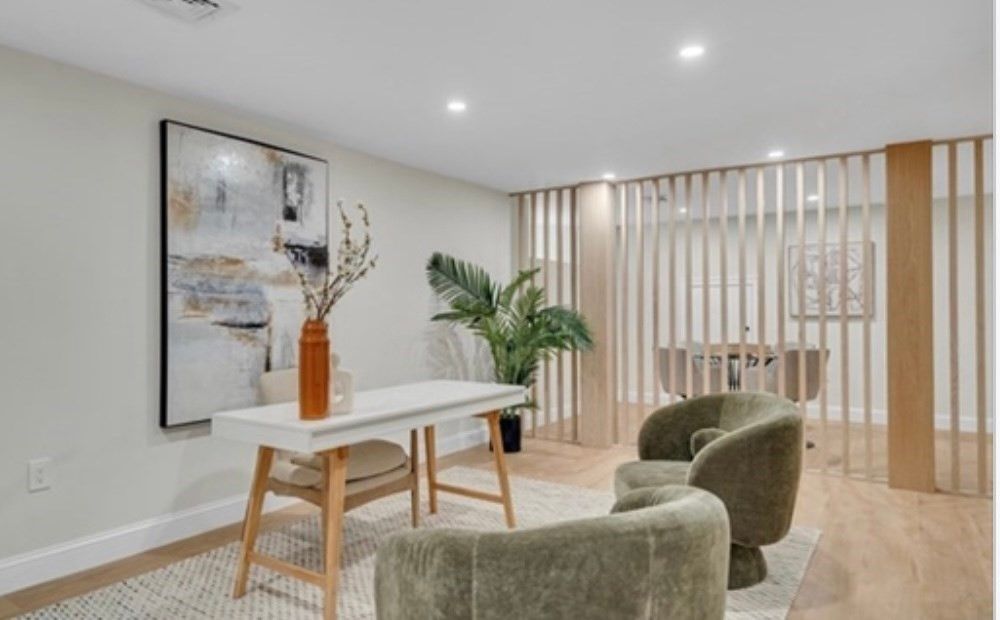 Home Office, Interior, Recessed Lighting, Wood Texture Flooring