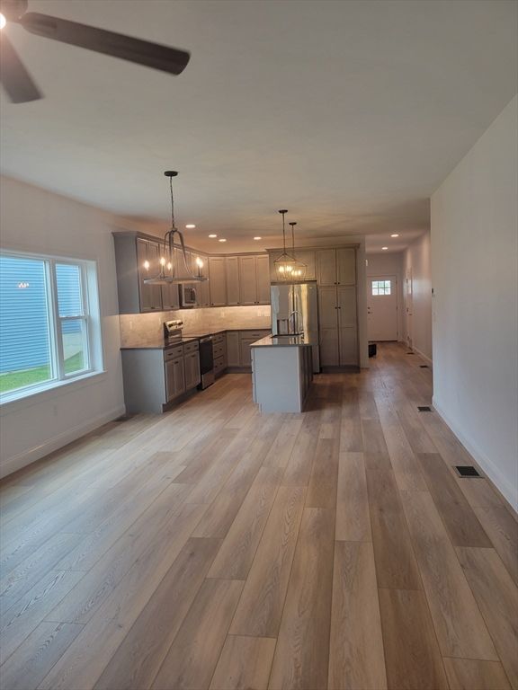 Chandelier, Interior, Kitchen, Pendant Lights, Recessed Lighting, Wood Texture Flooring