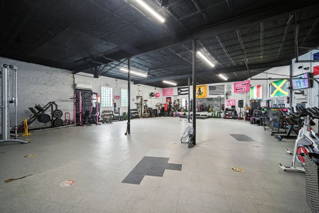 Fitness Equipment, Gym, Interior, Recessed Lighting, Stone Walls