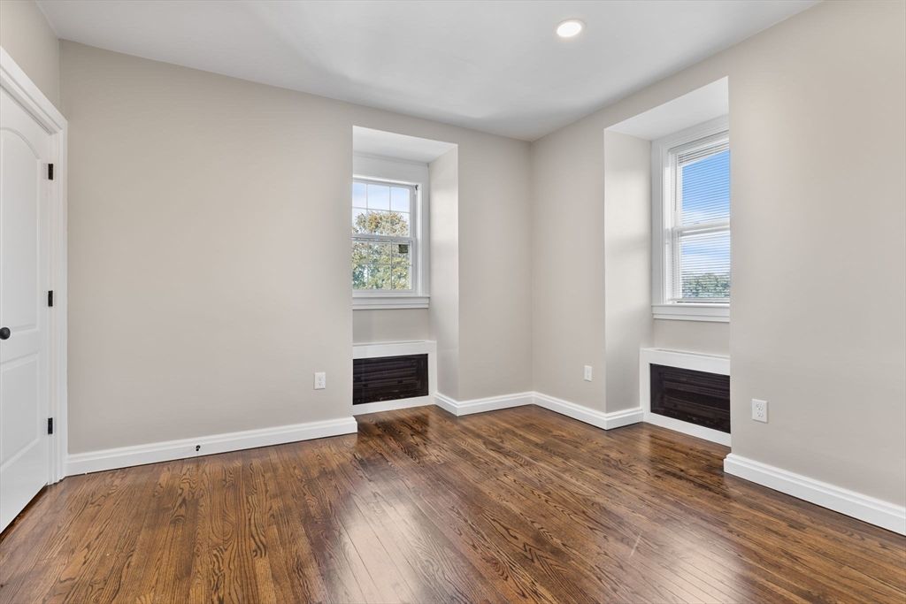 Empty room, Fireplace, Interior, Recessed Lighting, Wood Texture Flooring