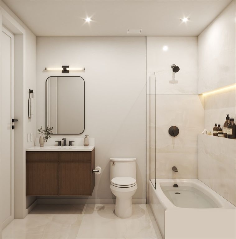 Bathroom, Glass Shower, Interior, Recessed Lighting