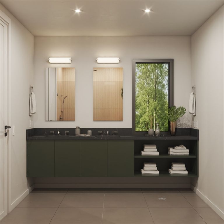 Bathroom, Dual Sink Vanities, Interior, Recessed Lighting