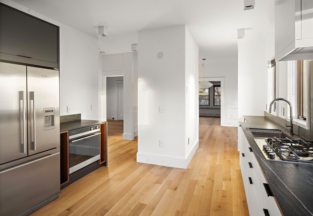 Interior, Kitchen, Stainless Steel Appliances, Wood Texture Flooring
