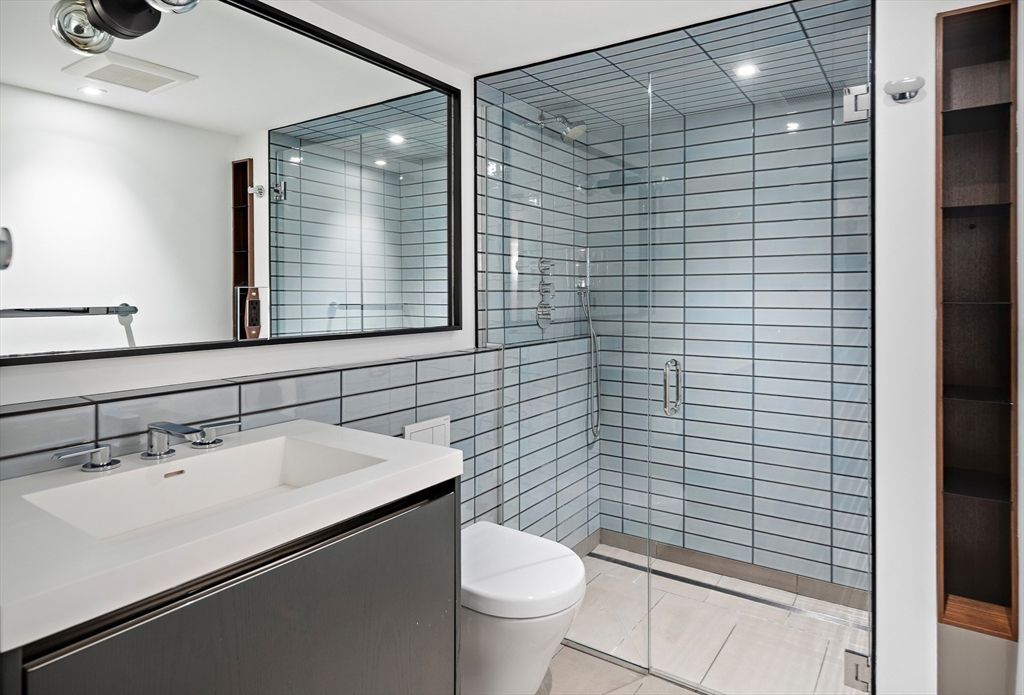 Bathroom, Glass Shower, Interior, Recessed Lighting