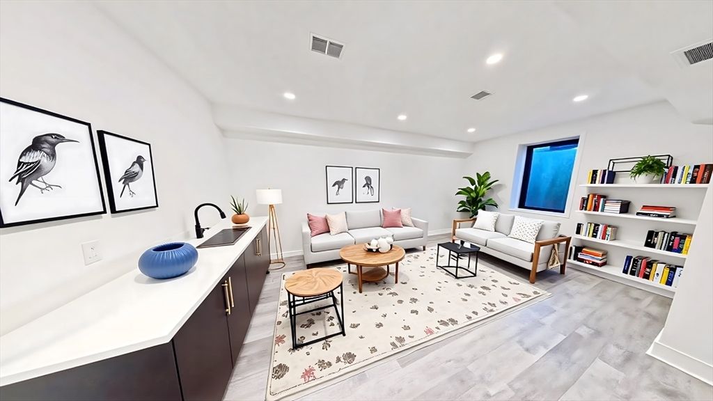 Home Office, Interior, Living room, Recessed Lighting, Wood Texture Flooring