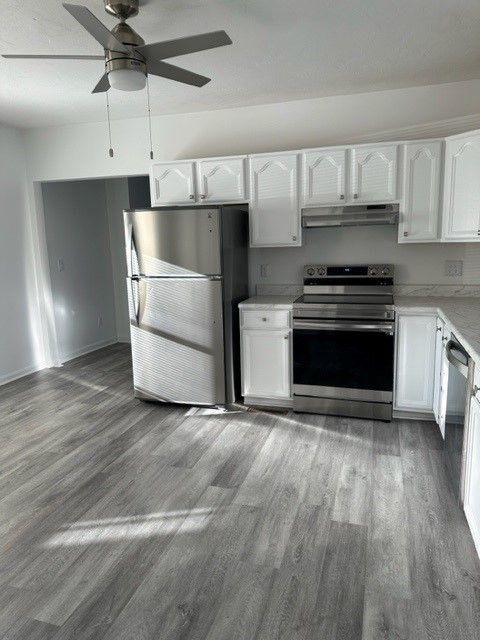 Interior, Kitchen, Stainless Steel Appliances, Wood Texture Flooring