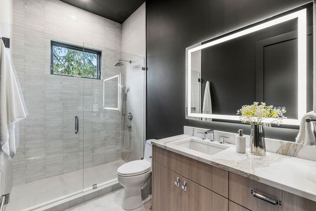 Bathroom, Glass Shower, Interior, Recessed Lighting