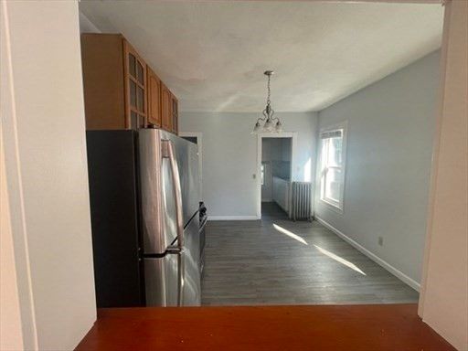 Interior, Kitchen, Pendant Lights, Stainless Steel Appliances, Wood Texture Flooring