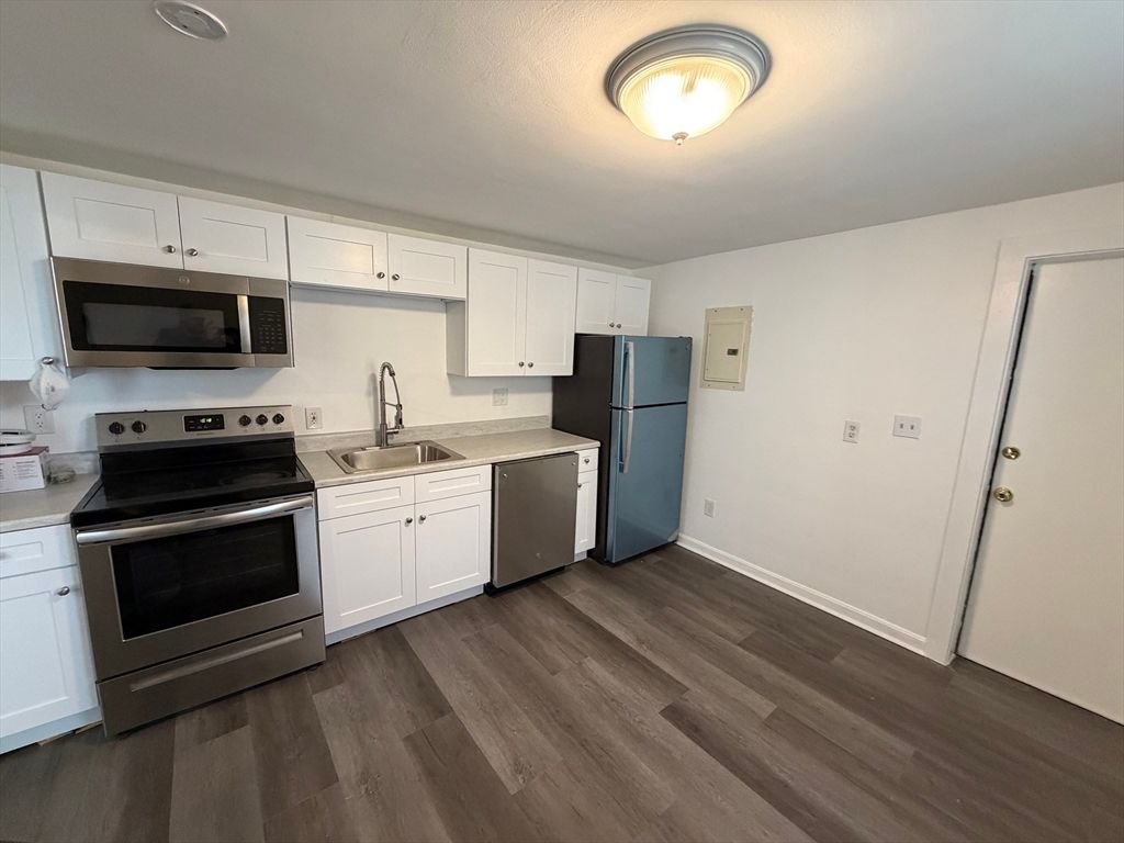 Interior, Kitchen, Stainless Steel Appliances, Wood Texture Flooring