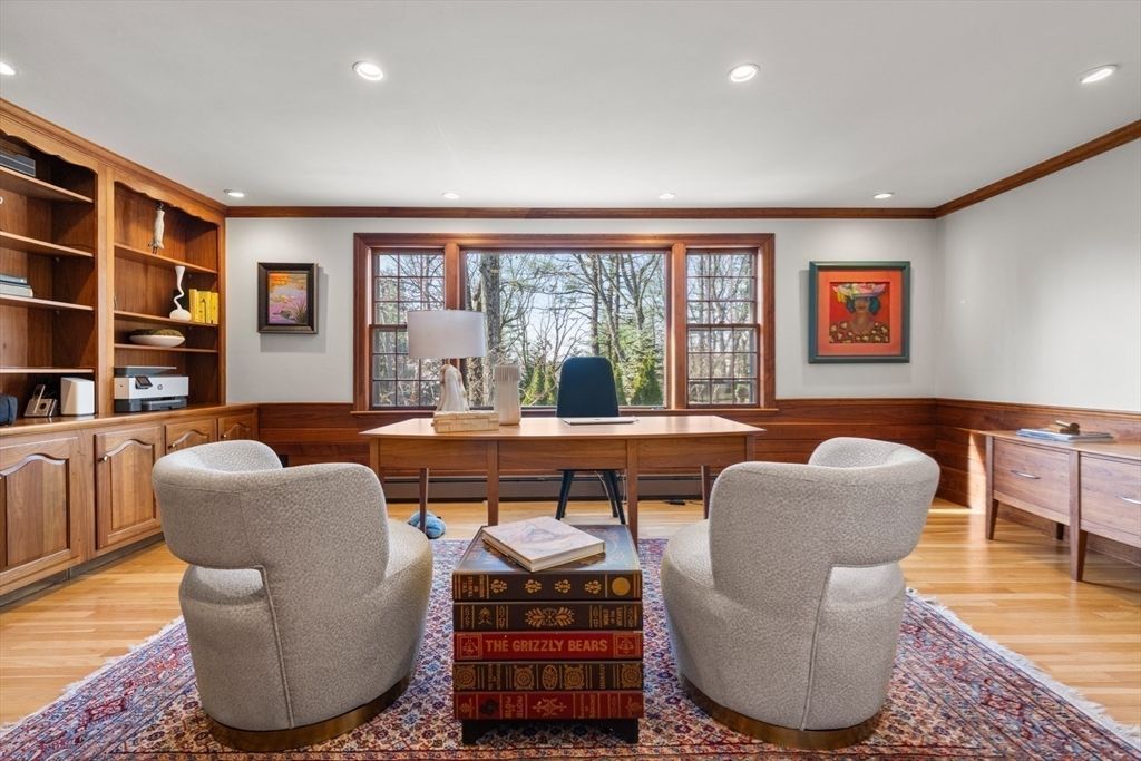 Home Office, Interior, Recessed Lighting, Wood Texture Flooring