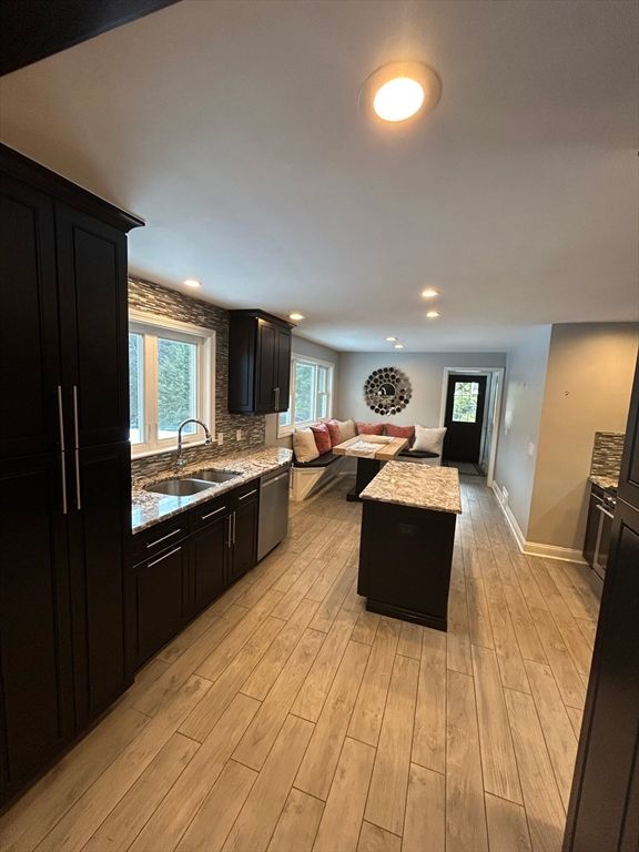 Interior, Kitchen, Living room, Recessed Lighting, Wood Texture Flooring