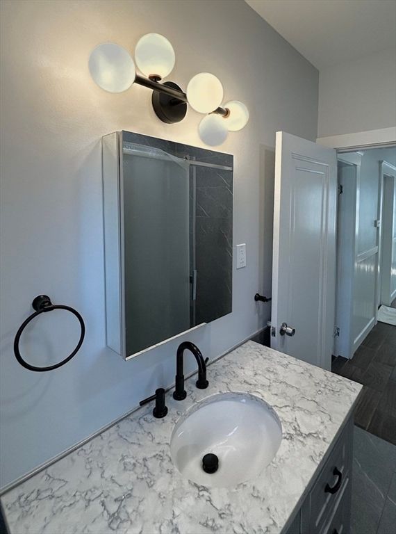 Bathroom, Dual Sink Vanities, Interior, Wood Texture Flooring