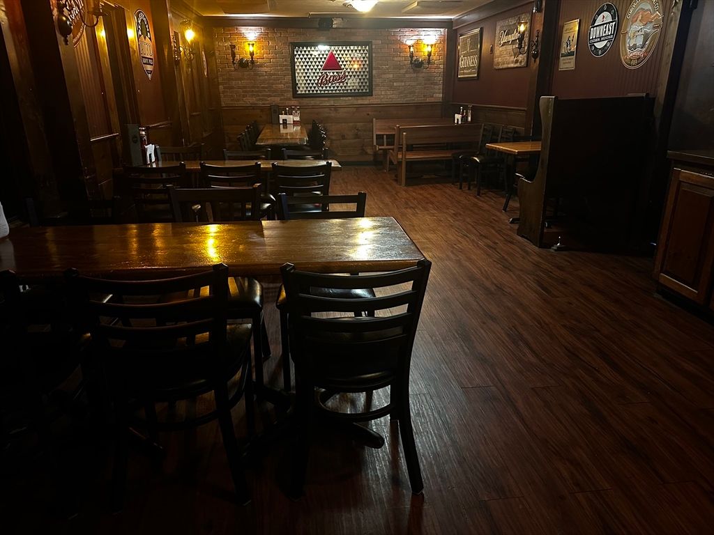 Dining room, Interior, Stone Walls, Wood Texture Flooring