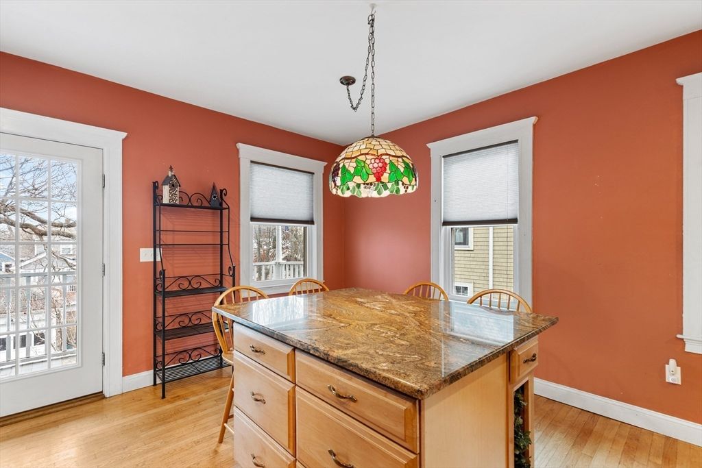 Dining room, Interior, Pendant Lights, Wood Texture Flooring
