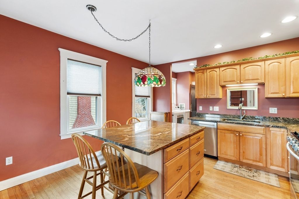 Interior, Kitchen, Pendant Lights, Recessed Lighting, Wood Texture Flooring