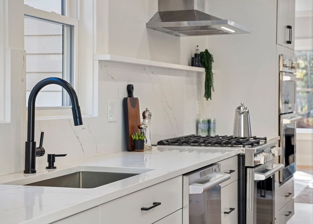 Interior, Kitchen, Marble Walls, Stainless Steel Appliances