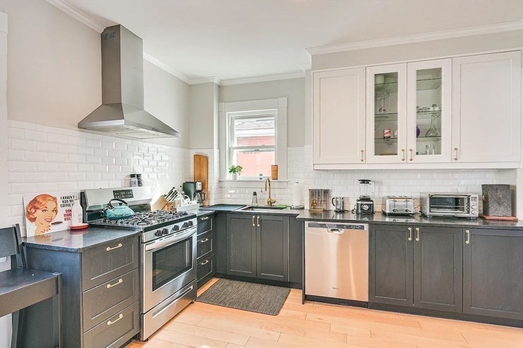 Interior, Kitchen, Stainless Steel Appliances, Wood Texture Flooring