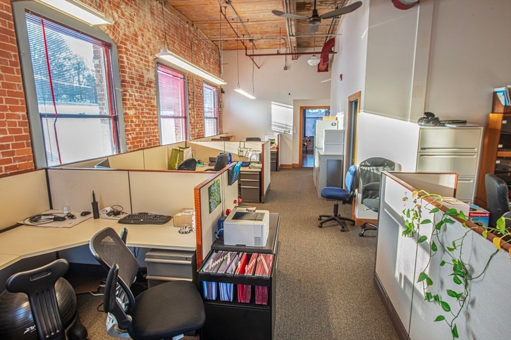 Home Office, Interior, Pendant Lights, Stone Walls
