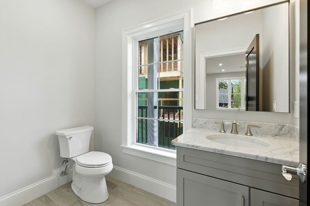 Bathroom, Interior, Recessed Lighting, Wood Texture Flooring