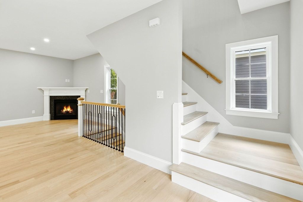 Fireplace, Interior, Recessed Lighting, Wood Texture Flooring
