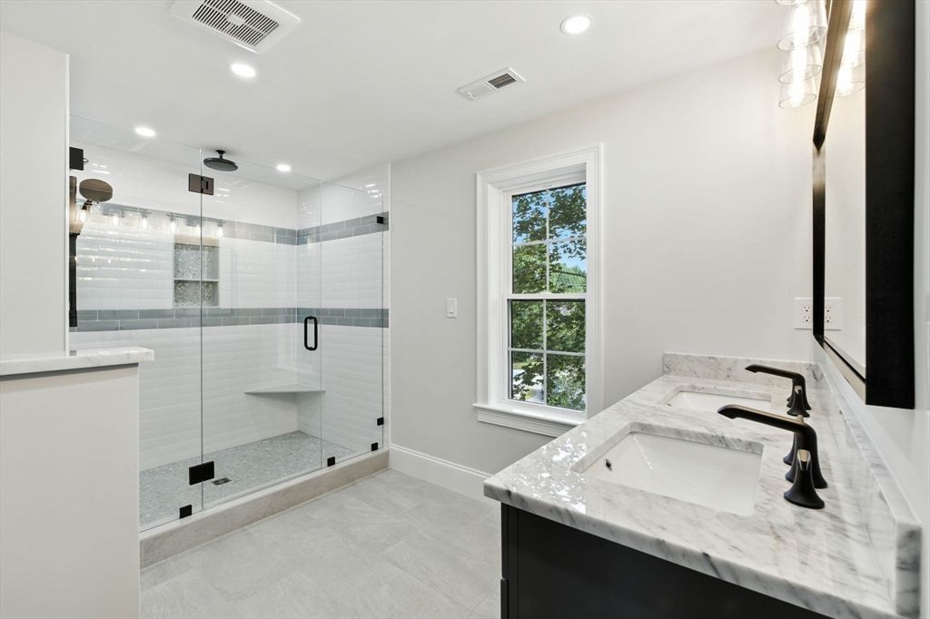 Bathroom, Glass Shower, Interior, Recessed Lighting