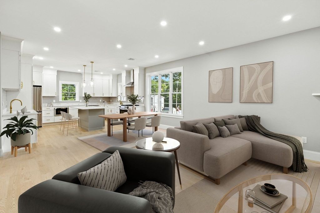 Dining room, Interior, Kitchen, Living room, Pendant Lights, Recessed Lighting, Wood Texture Flooring