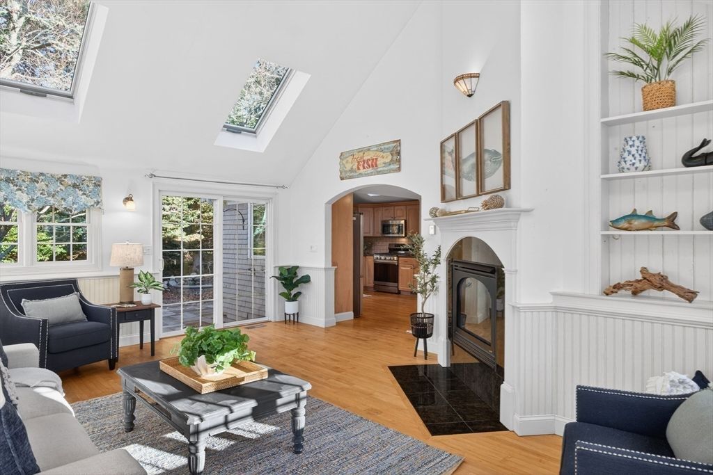 Fireplace, Interior, Kitchen, Living room, Wood Texture Flooring