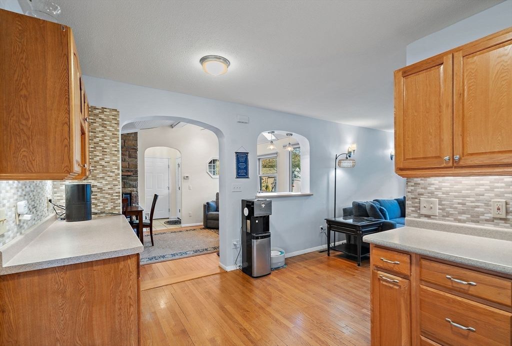 Interior, Kitchen, Stone Walls, Wood Texture Flooring