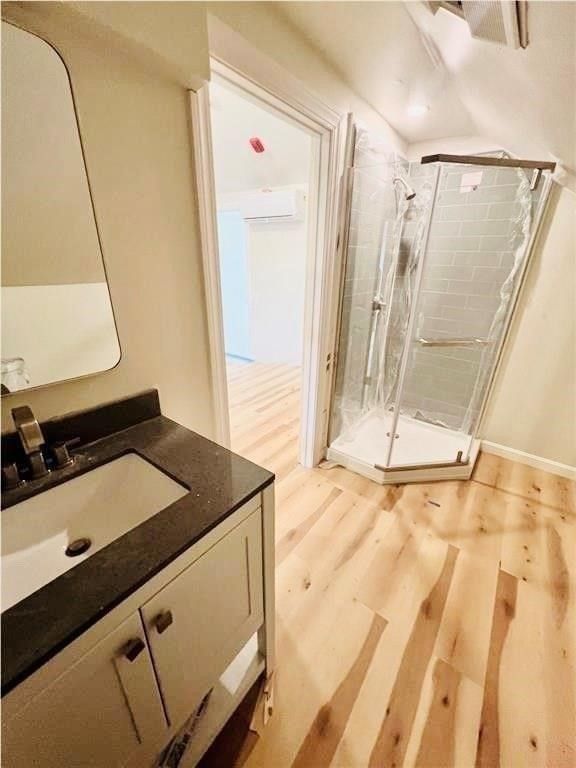 Bathroom, Glass Shower, Interior, Wood Texture Flooring