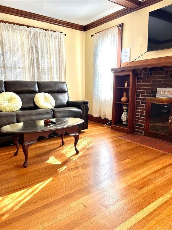 Fireplace, Interior, Living room, Stone Walls, Wood Texture Flooring