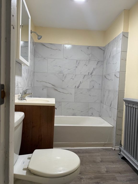 Bathroom, Interior, Marble Walls, Wood Texture Flooring