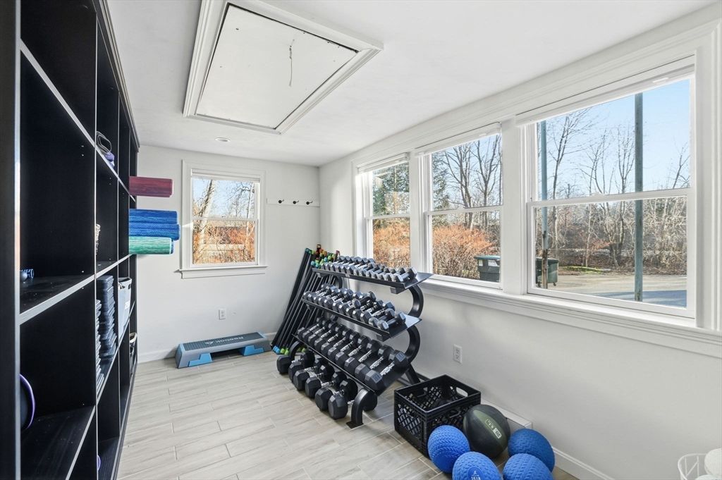 Fitness Equipment, Interior, Wood Texture Flooring