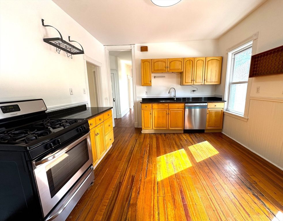 Interior, Kitchen, Stainless Steel Appliances, Wood Texture Flooring