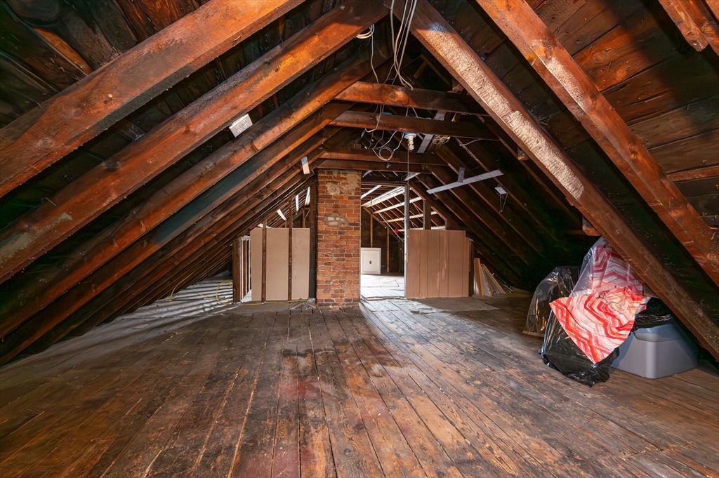 Empty room, Interior, Stone Walls, Wooden Beams, Wooden Ceilings, Wood Texture Flooring