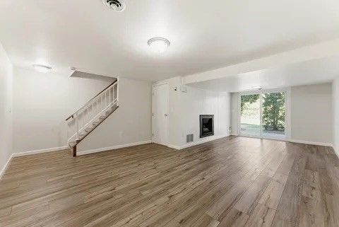Empty room, Fireplace, Interior, Wood Texture Flooring