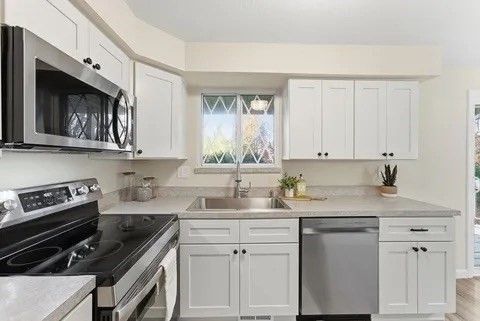 Interior, Kitchen, Pendant Lights, Stainless Steel Appliances, Wood Texture Flooring