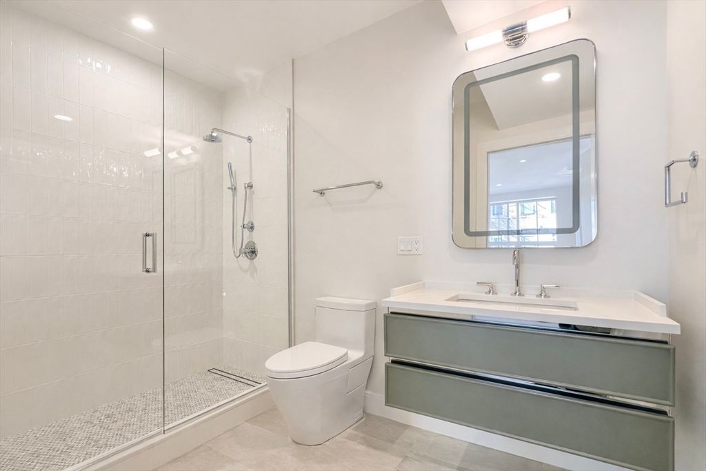 Bathroom, Glass Shower, Interior, Recessed Lighting
