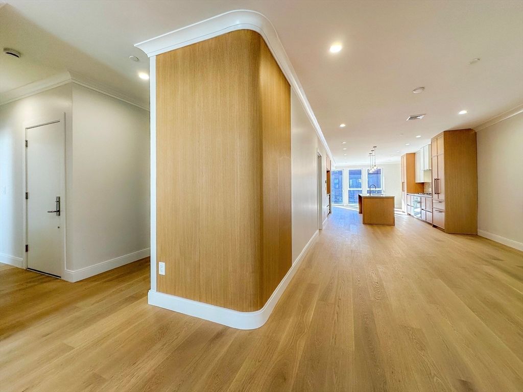 Dining room, Interior, Pendant Lights, Recessed Lighting, Wood Texture Flooring