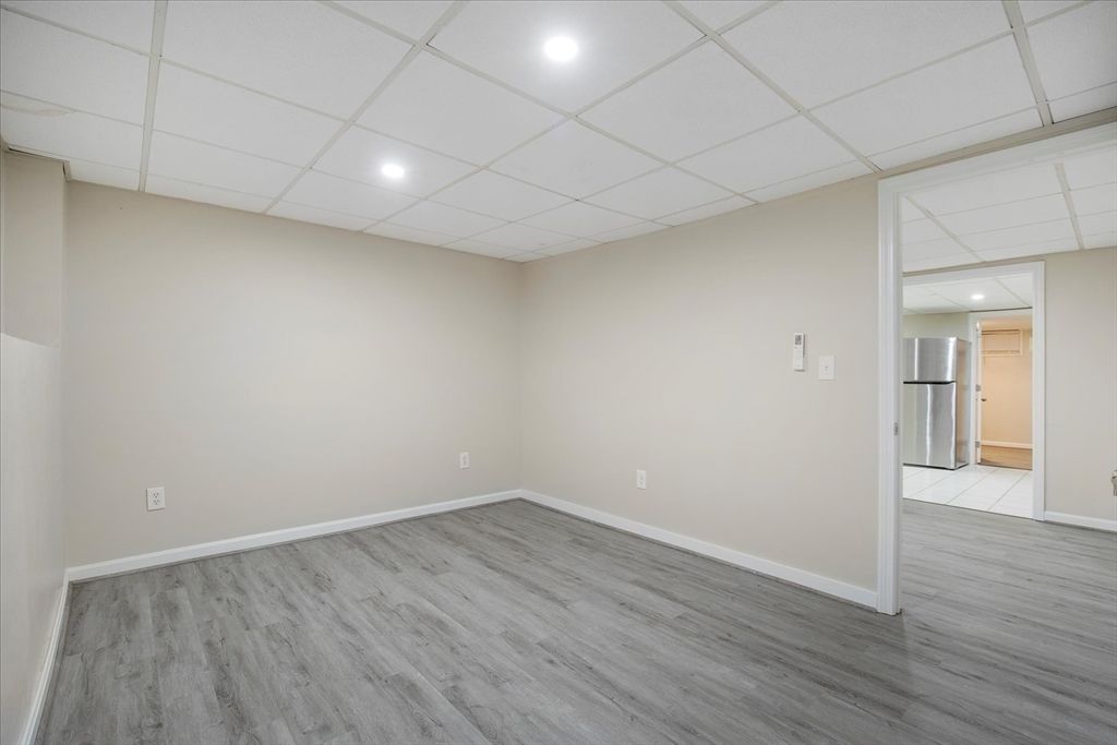 Empty room, Interior, Kitchen, Recessed Lighting, Wood Texture Flooring