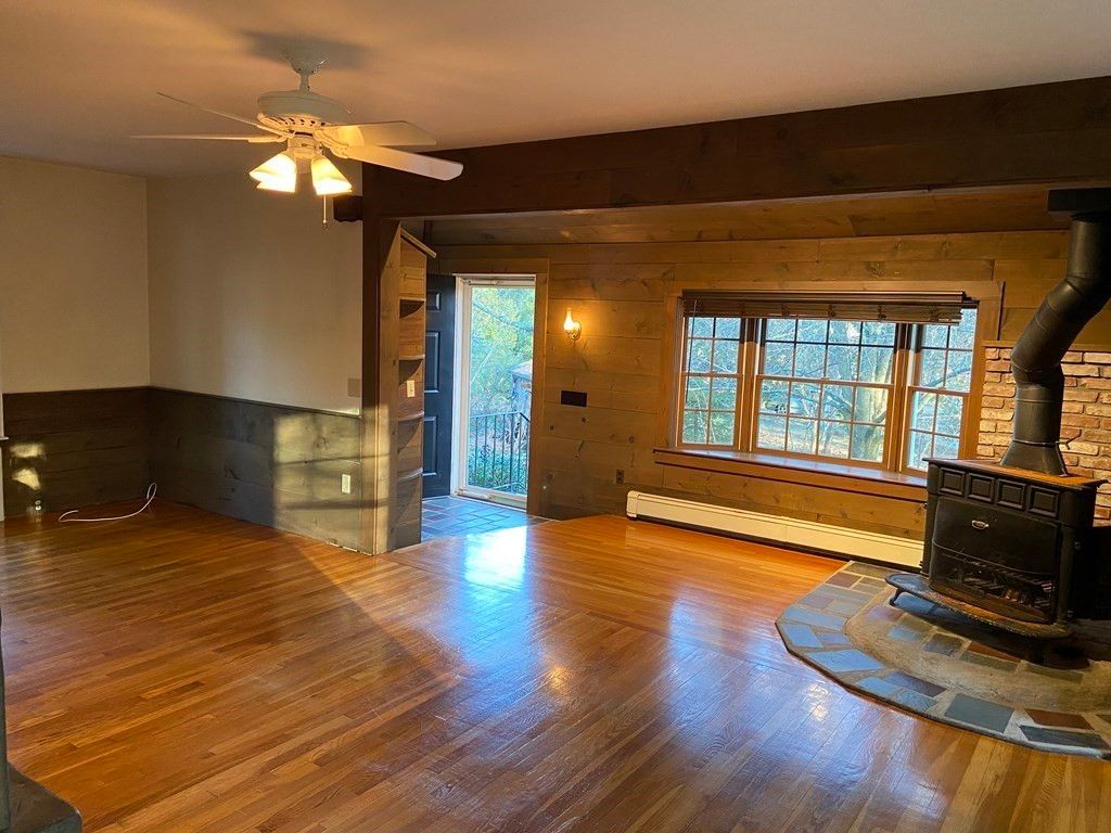 Empty room, Fireplace, Interior, Wood Texture Flooring, Wooden Walls