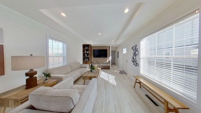 Interior, Living room, Recessed Lighting, Wood Texture Flooring