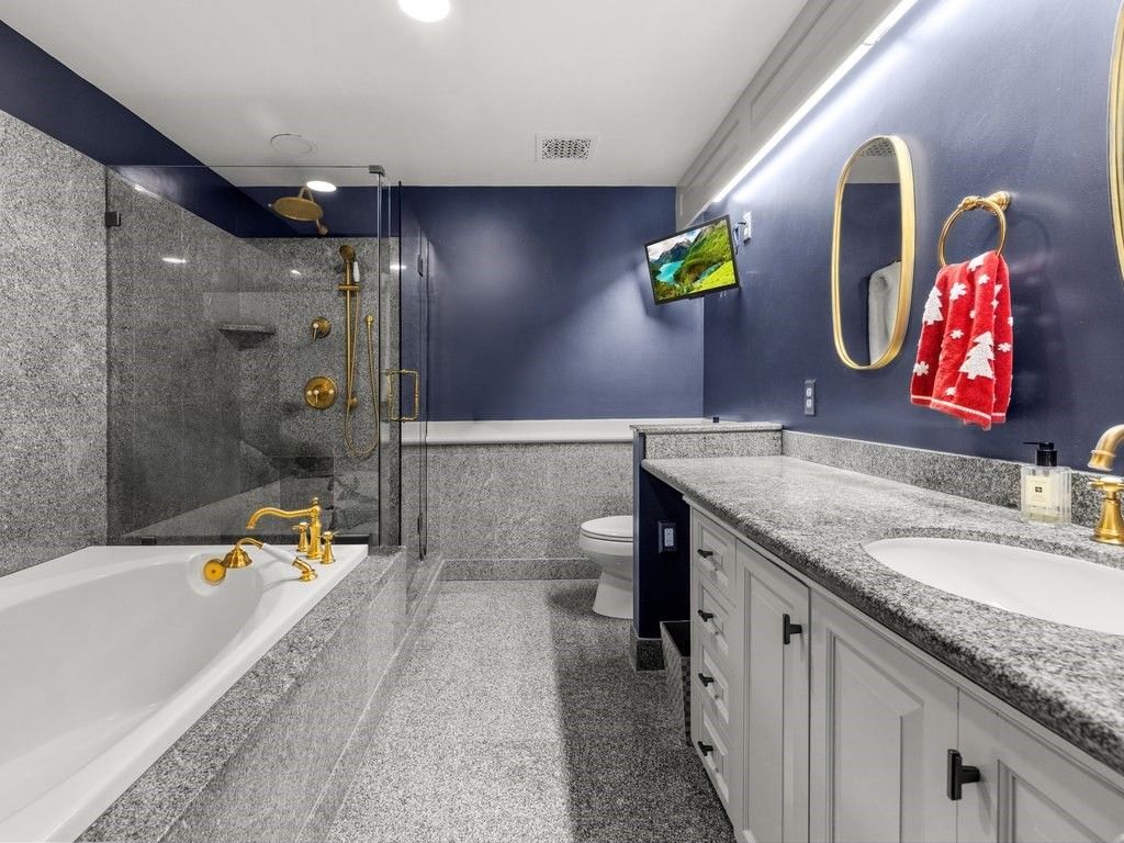 Bathroom, Dual Sink Vanities, Glass Shower, Interior, Recessed Lighting