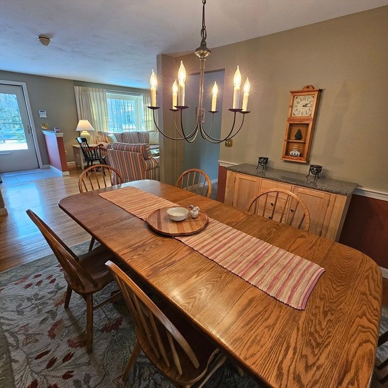 Chandelier, Dining room, Interior, Wood Texture Flooring