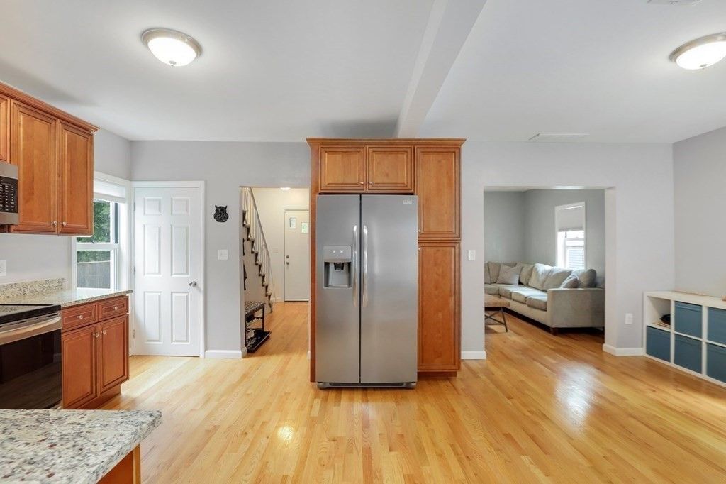 Interior, Kitchen, Living room, Stainless Steel Appliances, Wood Texture Flooring