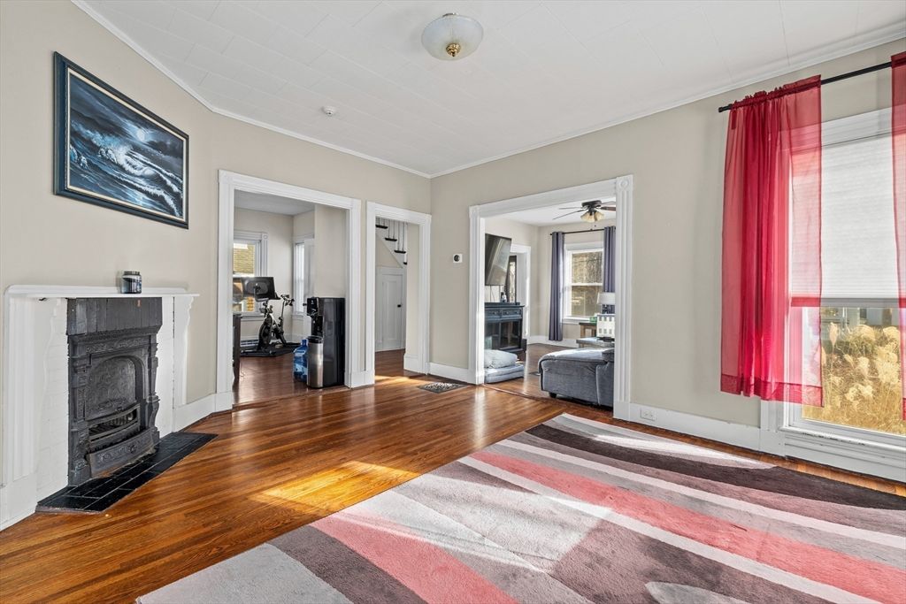 Fireplace, Interior, Wood Texture Flooring