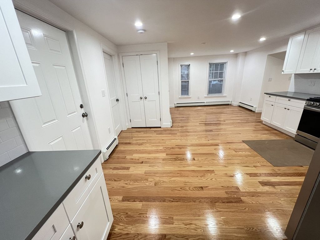 Interior, Kitchen, Recessed Lighting, Wood Texture Flooring